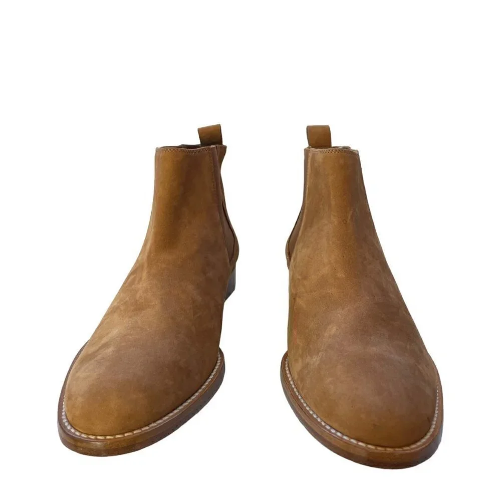 Jenni Kayne Italian Suede Slip On Chelsea Ankle Boots Walnut Size 11